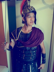 Jonathan Lee dressed as roman soldier