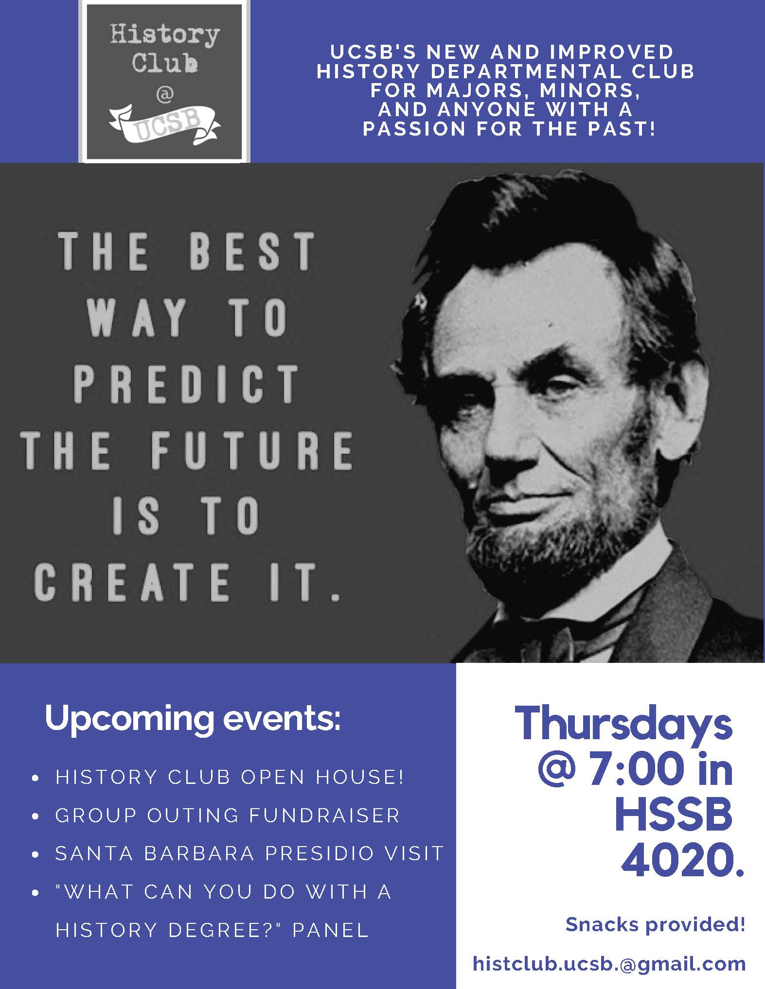 Come Check Out the New and Improved History Club! Department of