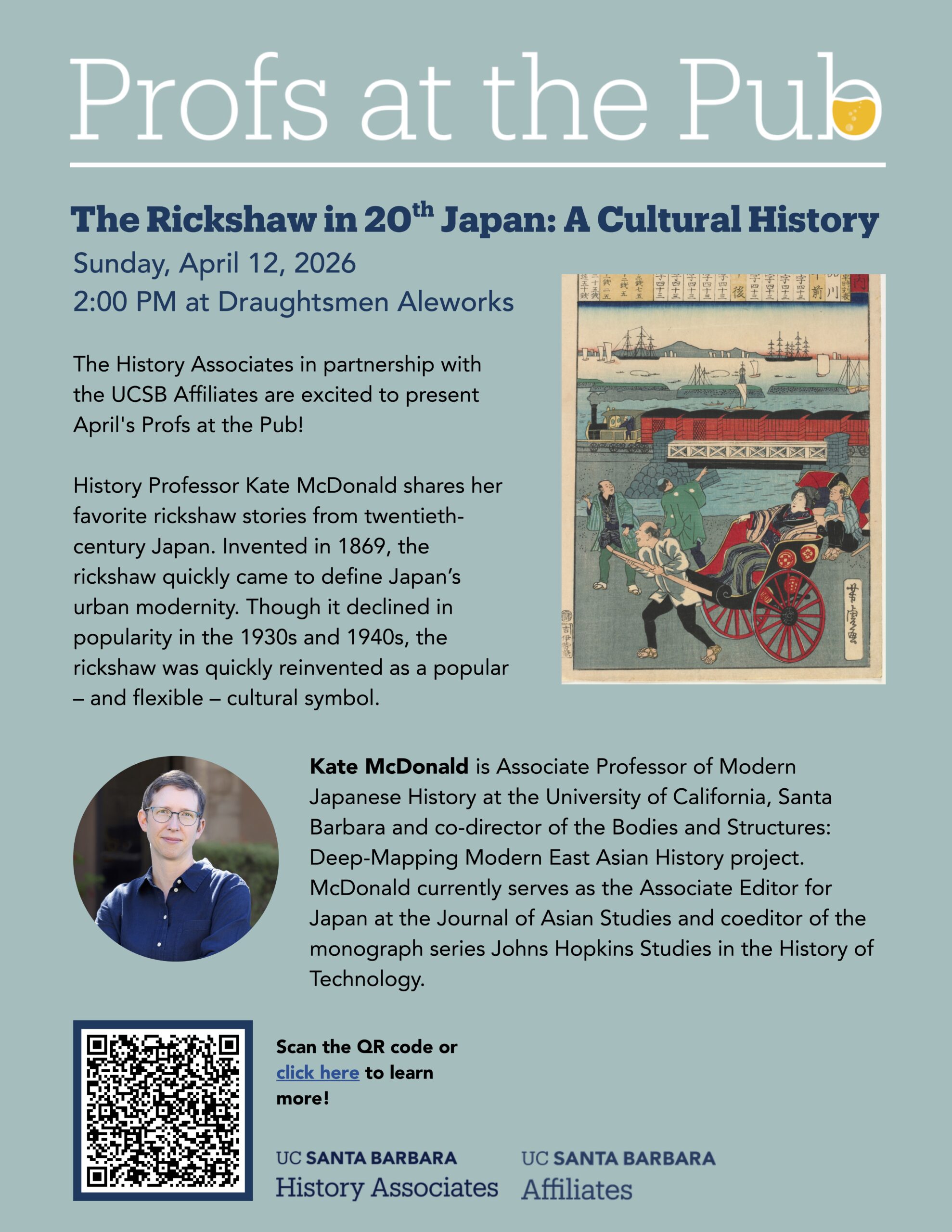 History Associates presents Profs at the Pub  |   The Rickshaw’s Journey Through 20th Century Japan   |  Talk by Prof Kate McDonald