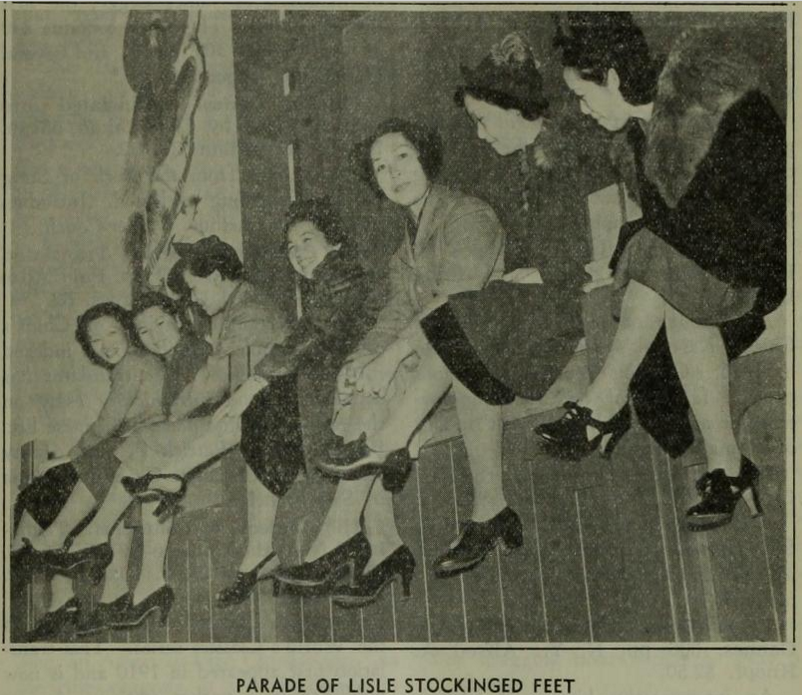 picture of women from the 1937-40 time frame of chinese women boycotting wearing japanese silk stockings