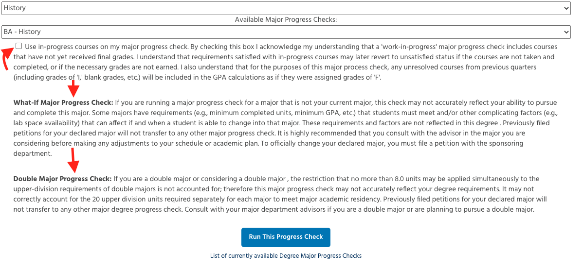Major and GE Progress Checks – Department of History, UC Santa Barbara