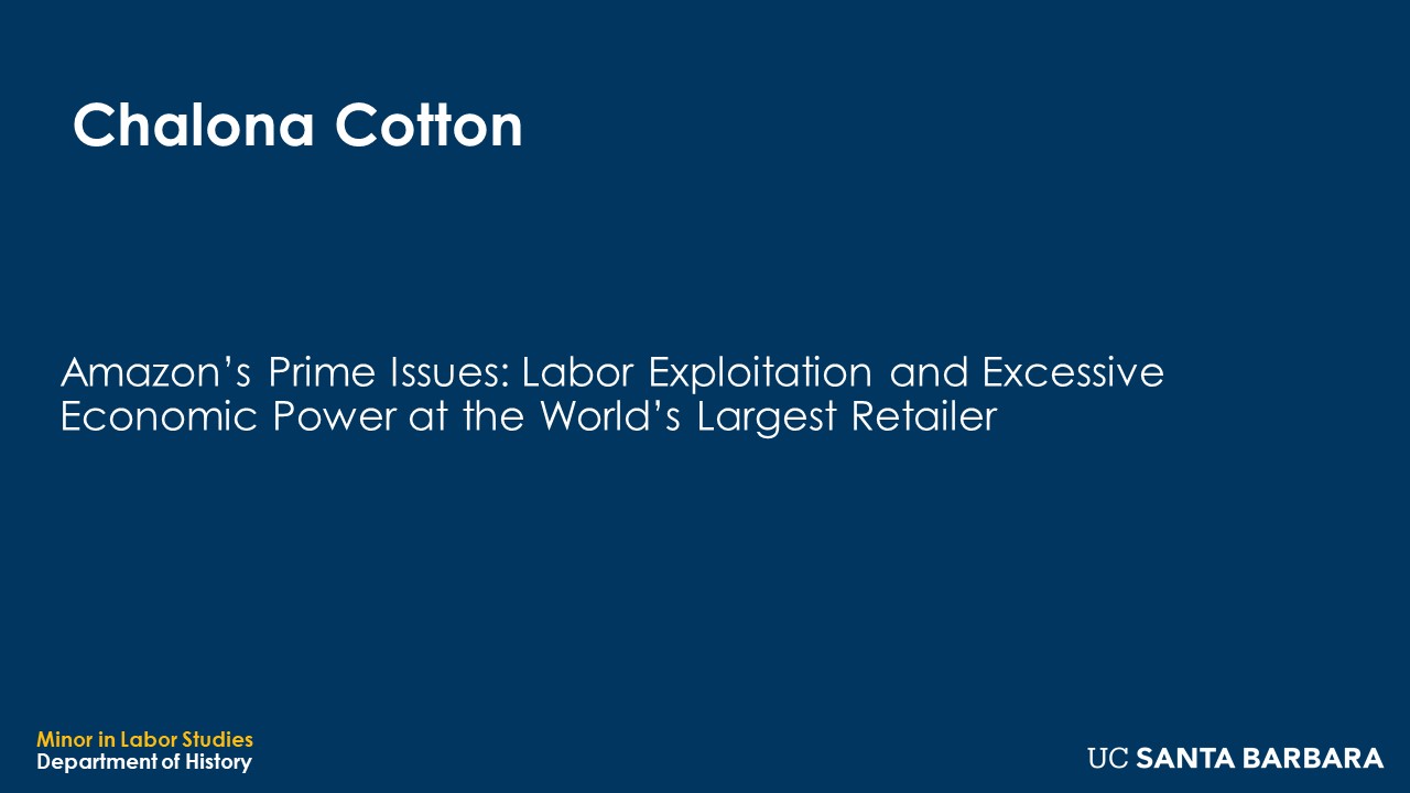 Banner for Chalona Cotton. "Amazon's Prime Issues: Labor Exploitation and Excessive Economic Power at the World's Largest Retailer"