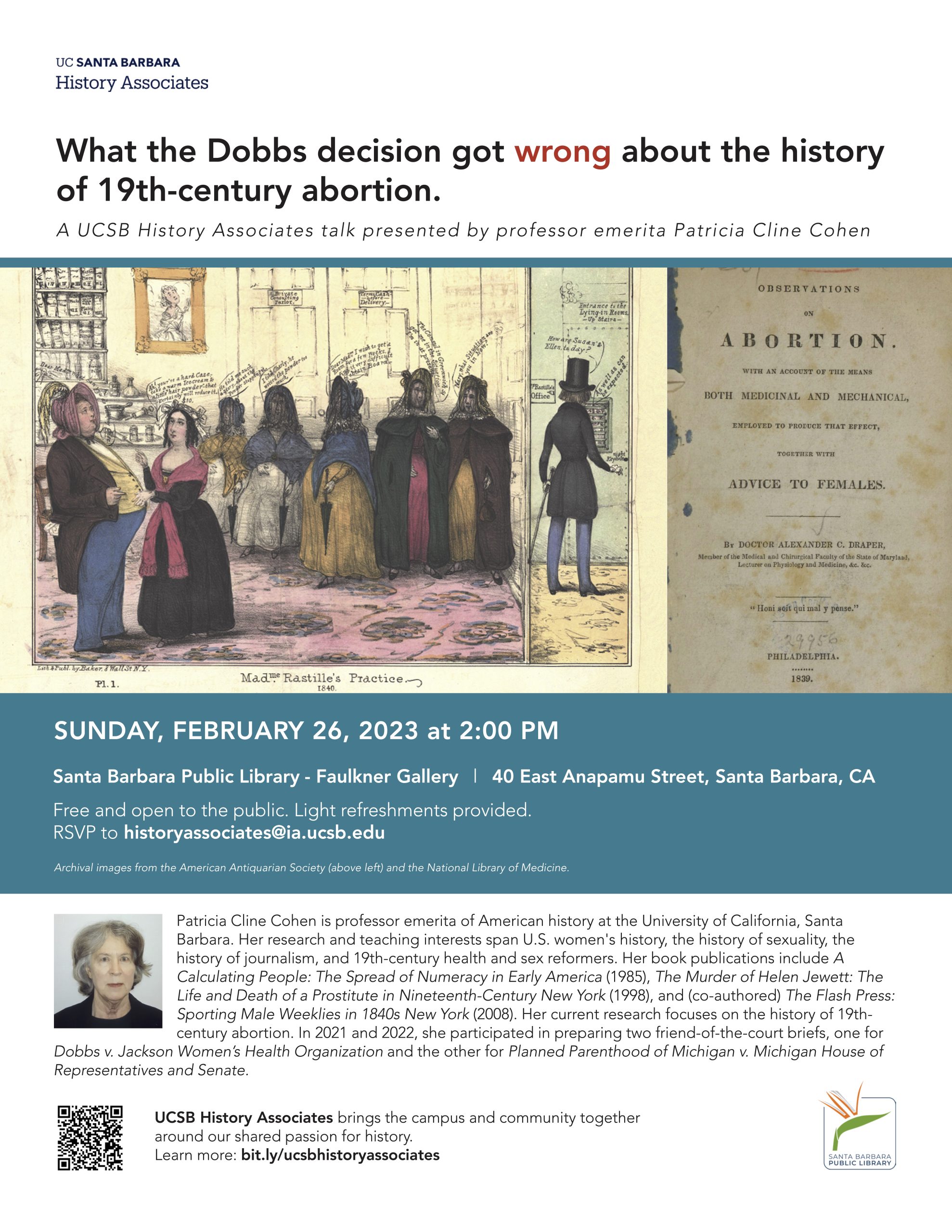 History Associates Talk Patricia Cline Cohen “What the Dobbs